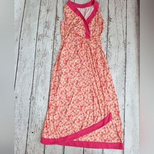 Lands' End Pink Floral Maxi Dress